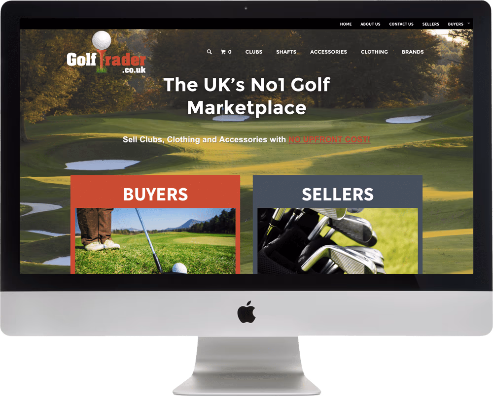 Golf Trader Website Mockup on iMac