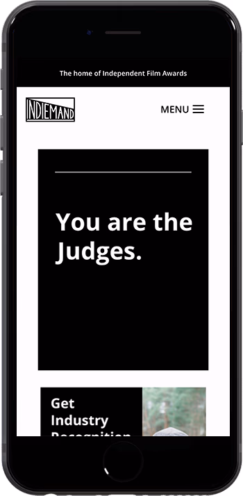 Indiemand website mobile view