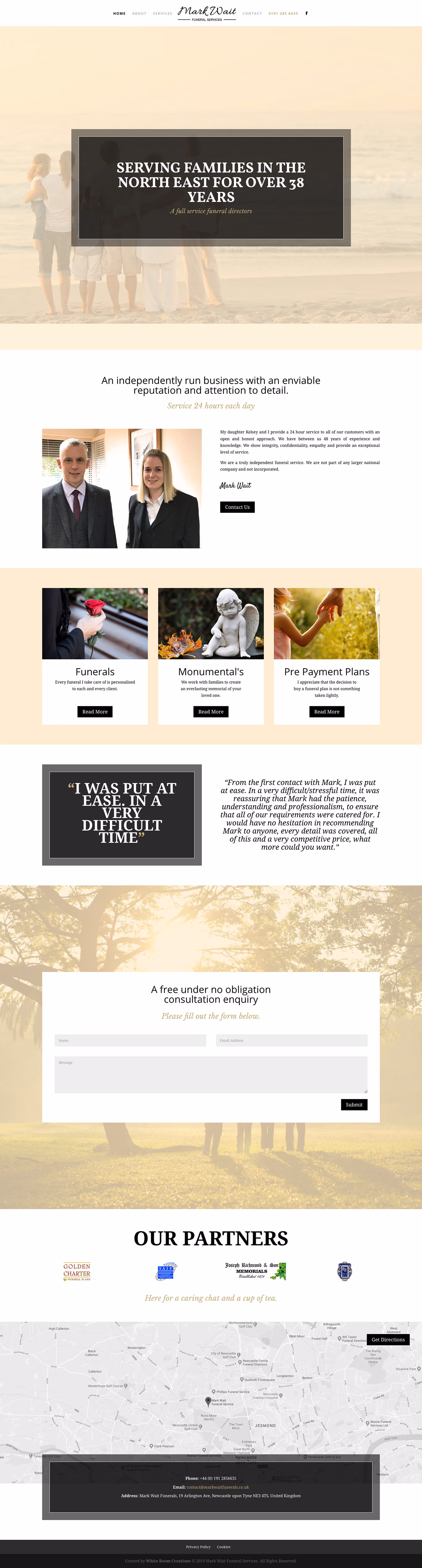 Mark Wait Funerals website screenshot 2