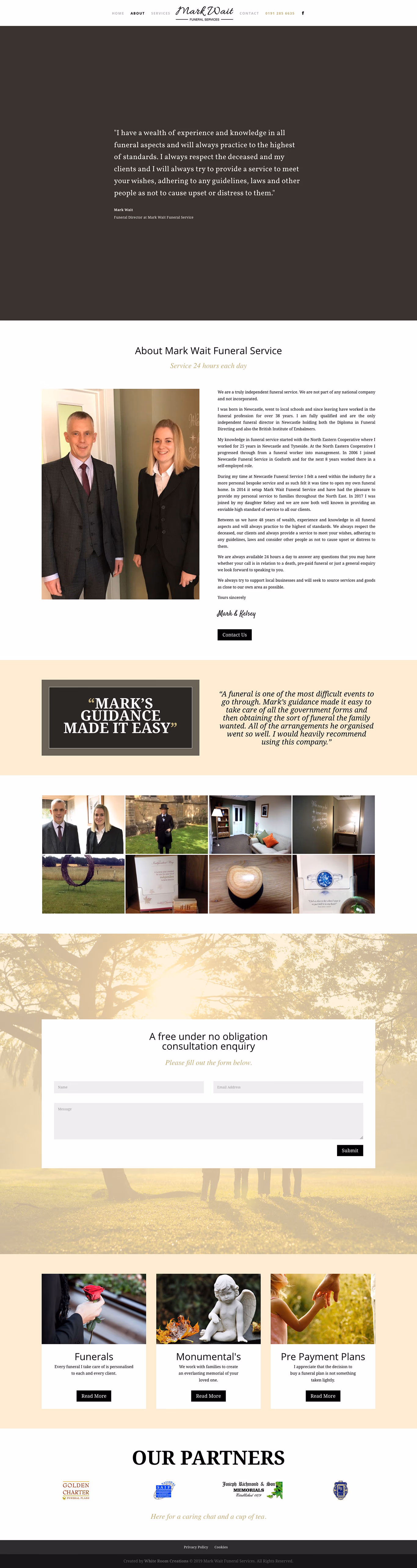 Mark Wait Funerals website screenshot 3