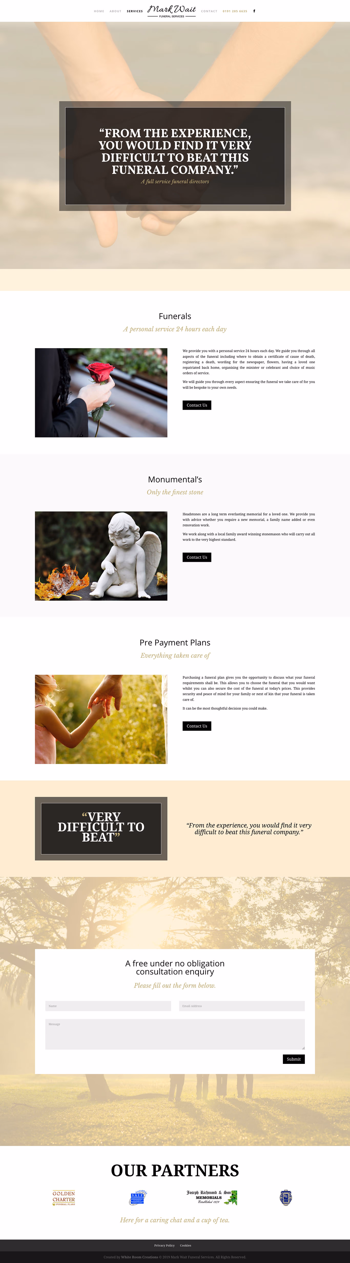 Mark Wait Funerals website screenshot 4