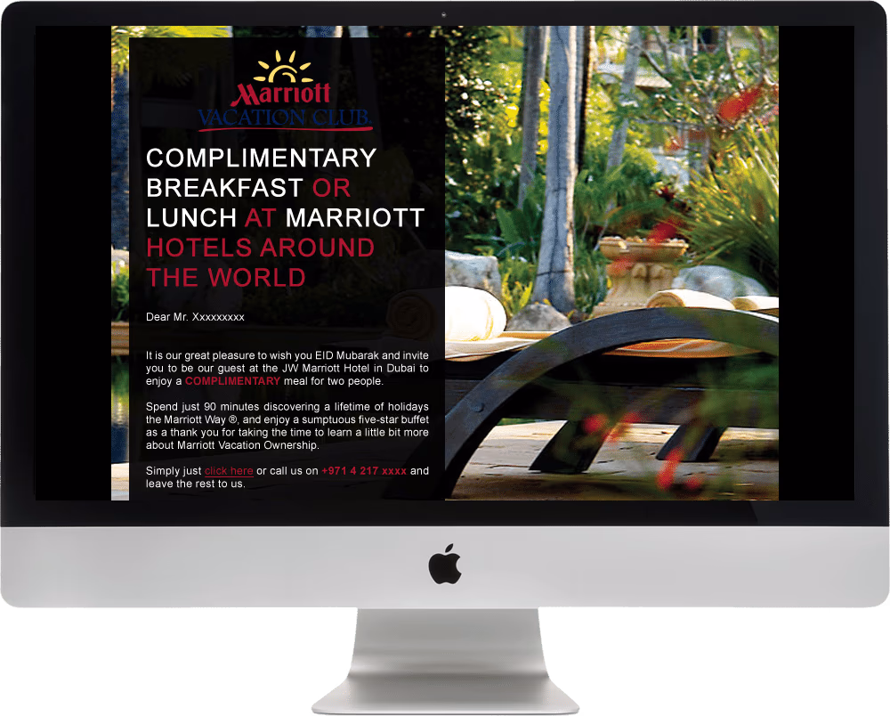 Marriott Website Mockup on iMac