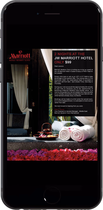 Marriott website mobile view