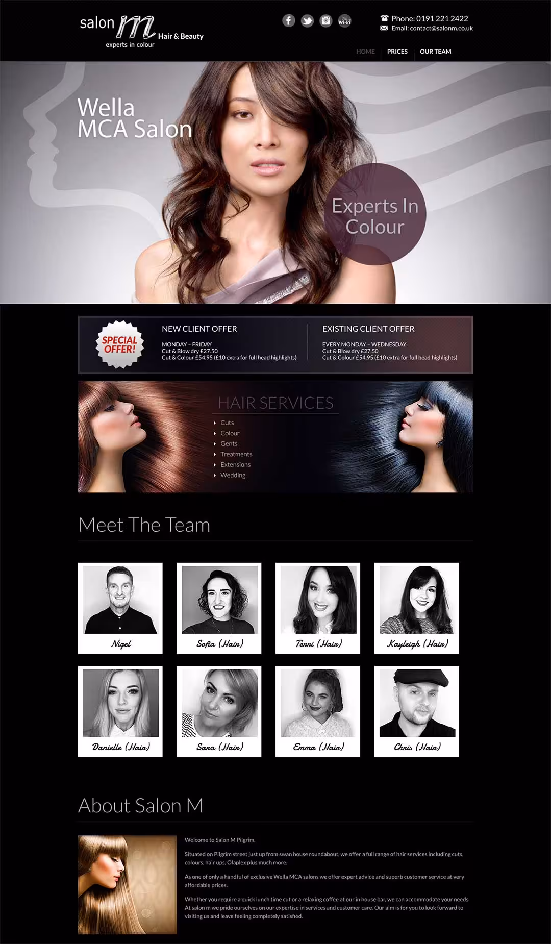 Salon M website screenshot 1