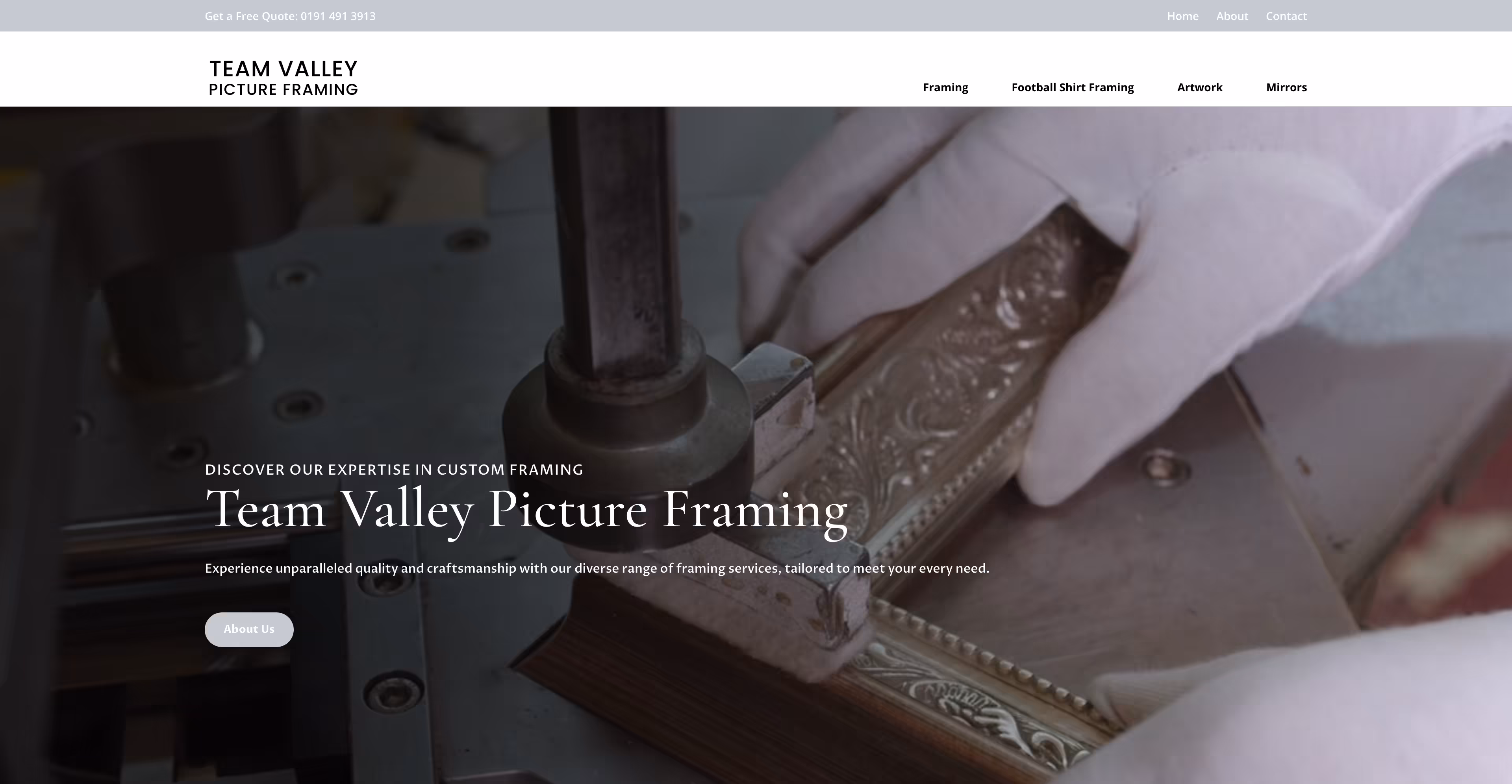 Team Valley Picture Framing website screenshot 1