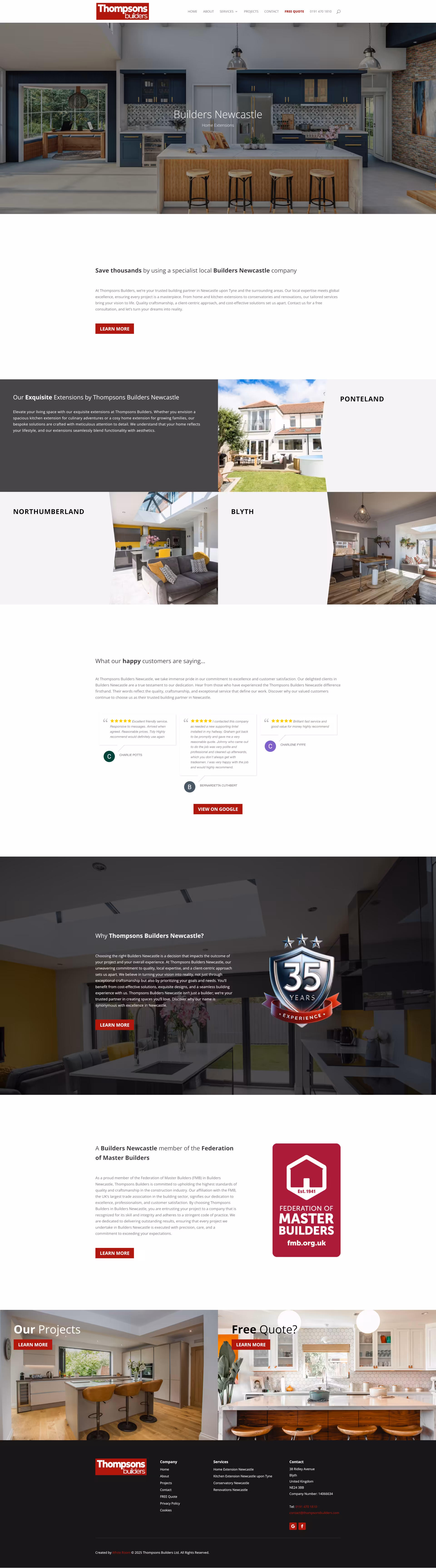 Thompsons Builders website screenshot 3